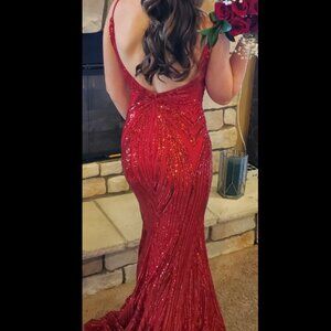 Red Sequin mermaid style prom/ballroom dress, size 2